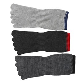 Champion CMSCX301 Socks (3 Pairs) Antibacterial Deodorization Non-Pile, 5 Toe Logo, Short Length Socks, 3P Men's, Assorted M, assorted