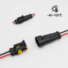 Waterproof Electrical Connector 1.5mm Series Terminal Wire Connectors Plug 2 Pin Way Automotive with for Wire 20AWG Marine for Car, Truck, Boat, 6 Pack