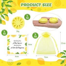 SiliFine 50 Set Lemon Soap Party Favors Bridal Shower Favors Lemon Shaped Soap Big Squeeze Wedding Gifts with Card and Yellow Bag for Bridal Party Baby Shower Decorations