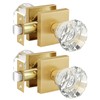 EHOMEWARE Hall/Closet Passage Door Knobs, 2 Pack Brass Crystal Handles,
