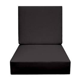 RSH DECOR: Deep Seating Foam Cushion Set | 24” x 27” Seat | All-Weather Spun Fabric | Water and Fade-Resistant | Outdoor Chair Cushion Set for Patio Furniture | Black