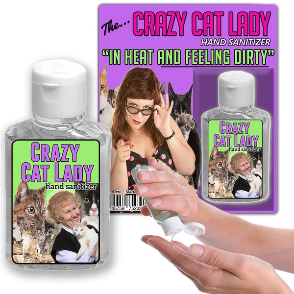 Crazy Cat Lady Hand Sanitizer - Funny Novelty Stocking Stuffer for Cat Lovers, Humor, Fresh Citrus Scent, 2 oz