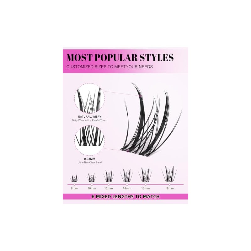 Kit De Extensiones De Pestañas Aphrodite Lash Clusters Wispy Natural