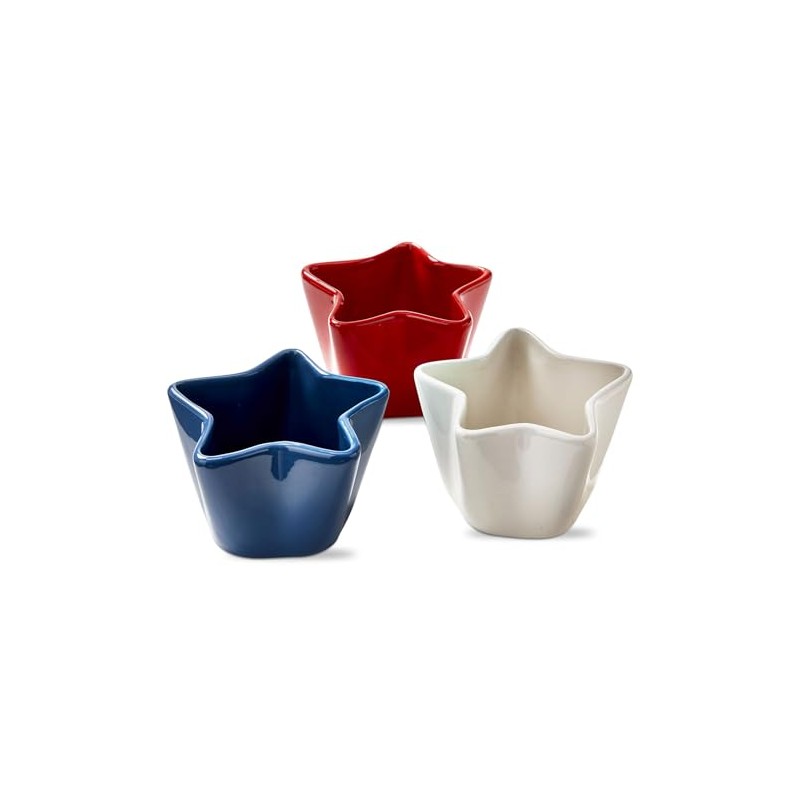 tagltd Earthenware Star Design Bowl Set (3pc, 12oz)