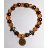 Stretchy Faith Based Beaded Bracelet with Bronze Cross and Dangling