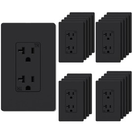 WEBANG 20 Amp Decorator Wall Outlet, Tamper Resistant Duplex Receptacle Outlet, Includ Screwless Electrical Outlet Plate, 20A 125V 2 Pole 3 Wire, Self-Grounding, ETL Listed, Matte Black, 20 Pack