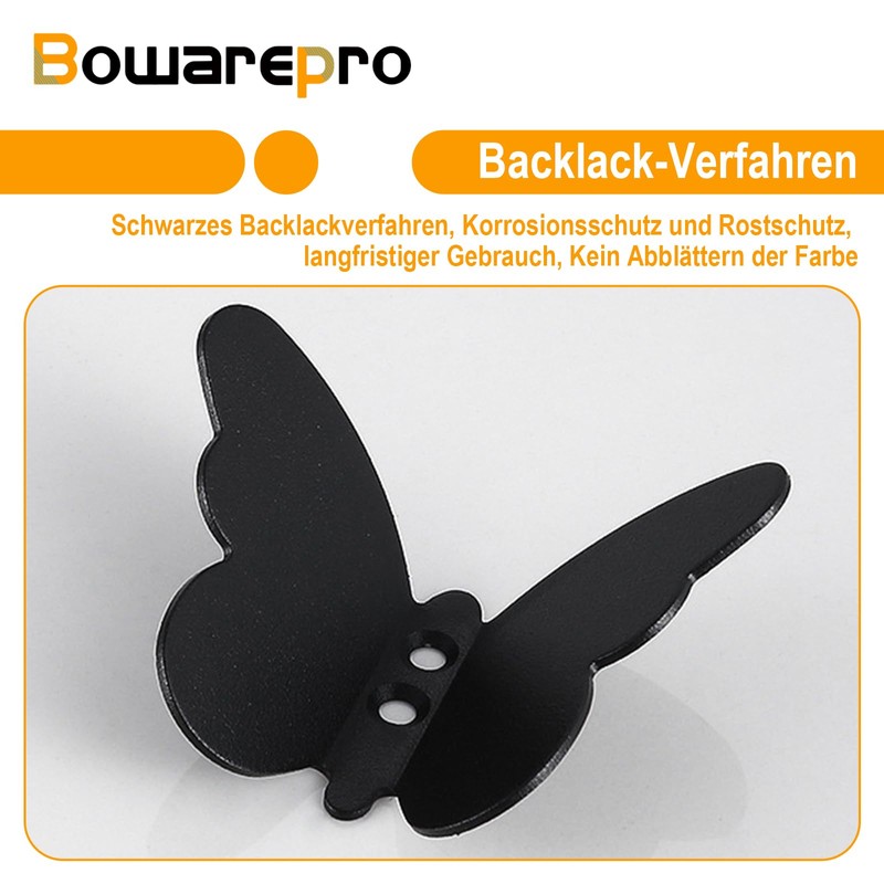 bowarepro Pack of 6 Butterfly Coat Hooks, Butterfly 304 Stainless