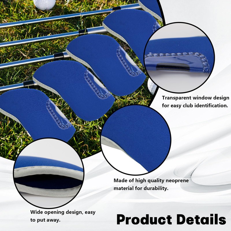 10Pcs Golf Covers Golf Wedge Headcovers Golf Club with See