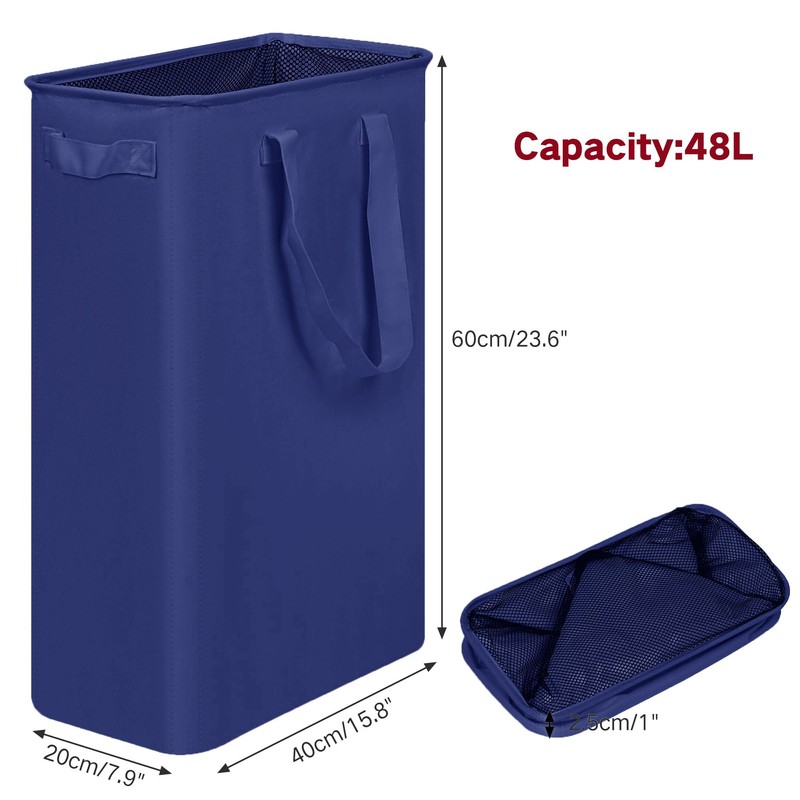 efluky Slim Laundry Basket, Narrow Laundry Hamper with Handles, Collapsible