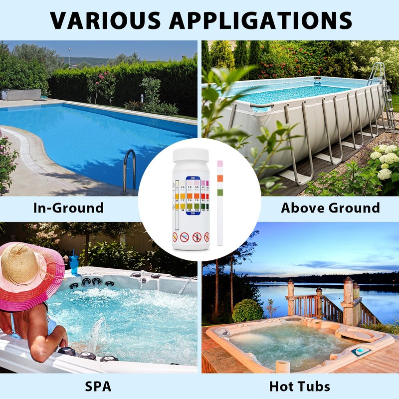 Ainkter Pool Test Strips - 3-in-1 Pool Water Testing Kit