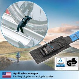 valonic ANT - Short Lashing Strap, Padded, 4 Pieces, 2.5 ft, 350lbs Breaking Strength, cam Buckle, Black - tie Down Straps for Bike Rack