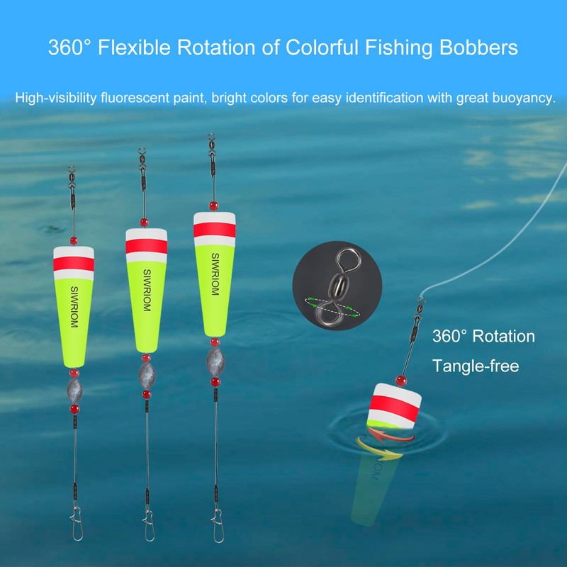 SIWRIOM Popping Cork Float Rig Rattle (1.06oz, Yellow-4PCS)