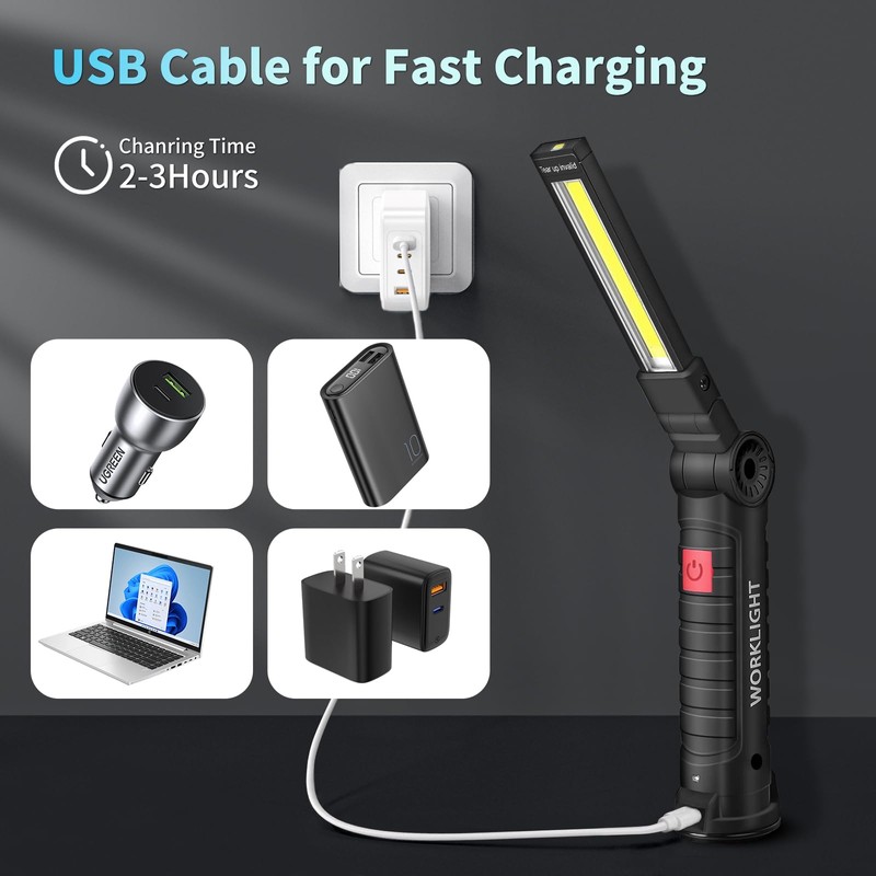 Suranew Rechargeable LED Work Light for Mechanics - Yellow Magnetic