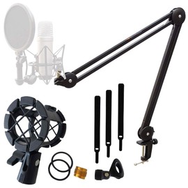 keepdrum MS138 Microphone Arm Tripod Articulated Arm + PCMH1 Shockmount Microphone Spider