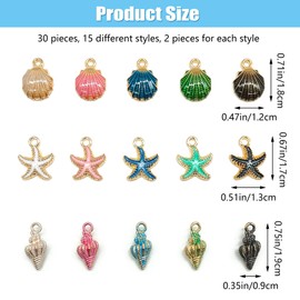 Niuhong Sea Enamel Charm Pendants Shell Starfish Charms Pendant Ocean Animal Charm Pendant Mediterranean Craft Accessories Necklaces Bracelets DIY Crafts Jewellery Ornaments 30 Pieces, Alloy Steel, No