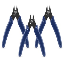 Aracombie 5 inch Blue Micro Cutter, Diagonal Cutters Mini Wire Snippers Flush Wire Cutters, Zip Tie Cutters Pack of 3 Pcs for Cutting Electronics,Wires(Dark Blue)