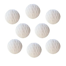 8pcs 10 inch Paper Honeycomb Balls Decorative Tissue Honeycomb Balls Paper Pom Poms Flower Balls Art Hanging Balls for Birthday Wedding Nursery Baby Shower Home Decor (10inch, White)