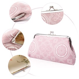 Oyachic 2 Packs Large Coin Purse,Long Canvas Wallet,Vintage Change Pouch with Kiss Lock Clasp,Cash Make Up Bag for Girls Women
