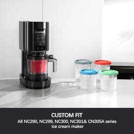 Omnikit Containers Replacement for Ninja Creami Pints and Lids - 4 Pack, 16oz Cups Compatible with NC301 NC300 NC299AMZ NC290 Series Ice Cream Maker - Airtight Anti-slip (Original series -4 pack-3)