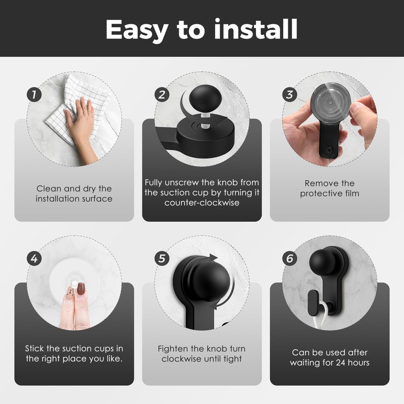 WingWider Shower Hooks for Inside Shower,No-Drill Removable&Reusable Towel Hooks for