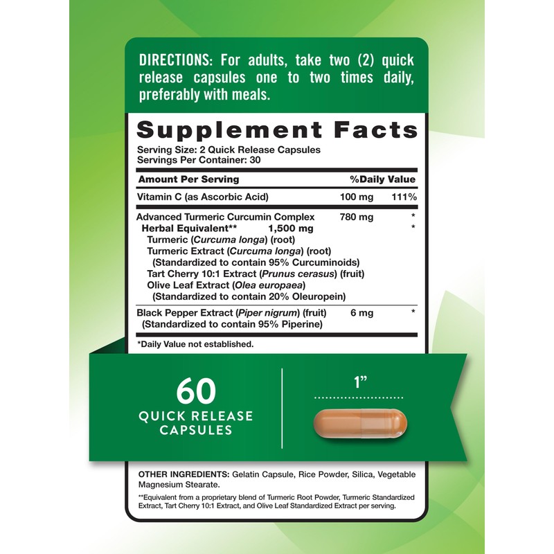 Nature's Truth Turmeric Curcumin | 60 Capsules | with Black