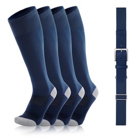 VONMELLI Baseball Socks and Belt Combo Elastic Navy Softball Belt and Socks Adjustable Waist Belt for Boys Youth Adult