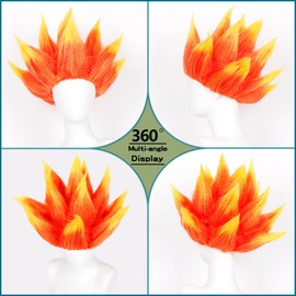 BEAUEXE Short Orange Yellow Ombre Wig Prestyled Spiky Fire Costume Wig for Fire Cosplay Costume Wig