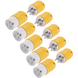 Suplevel Extension Cord Ends Male and Female 5 Set, 15 Amp 125 Volt NEMA 5-15 Heavy Duty Replacement Plug and Connector Set, Industrial Grade 3-Prong Straight Blade Grounding Type, 2P 3W ETL Listed