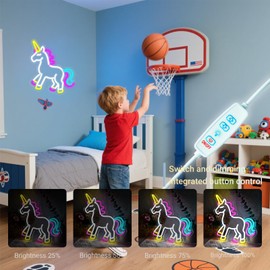 Unicorn Neon Light for Wall Decor - Unicorn Birthday Decorations, USB Powered Dimmable Night Light for Kids Room, Birthday Girl Gift