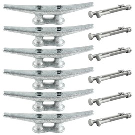 ORLANG 6 Inch Dock Cleat, Hot Dipped Galvanized Cast Iron Boat Cleats with Hardware, Rope Cleat Boat Dock Cleat for Boat Docks, Decks or Nautical Decor (6 Pack)