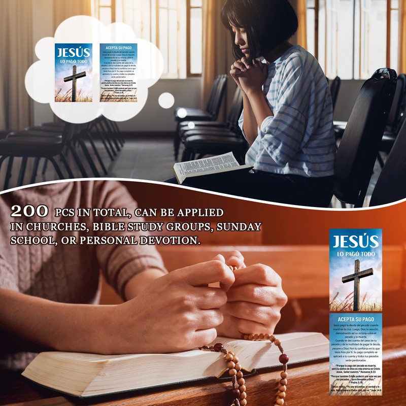 Noveread 200 Pcs Spanish Gospel Tract Card Salvation Cards Pocket