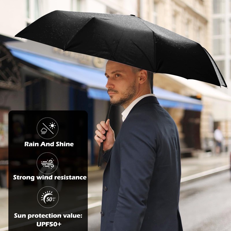 Carehabi Umbrella, 106 cm Span Width, Black, Umbrella Windproof with