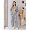 FMEYOA 2 Piece Postpartum Nursing Pajamas Set Casual Grey Maternity