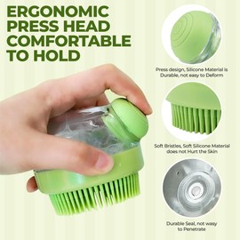 Multi-Functional Shower Massage Brush with Built-in Dispenser - Innovative Design Combines Deep Cleaning with Soothing Massage for Hair, Face & Body Care. for Men, Women & Kids (Green)