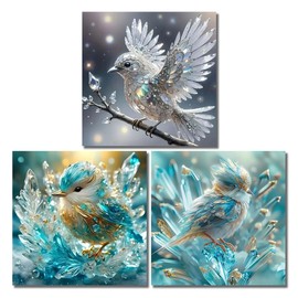 NEGEKFKX 3 Pack Hummingbird Diamond Art Kits for Adults Beginners,Diamond Painting Kits for Adults,5D Full Drill DIY Diamond Dot Gem Art Kit Wall Home Decor Arts Craft 12x12 inch