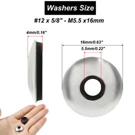 Biaungdo 120 Pcs #12 x 5/8" Neoprene Washers, Stainless Steel Neoprene EPDM Bonded Sealing Washers Rubber Washers Gasket Assortment Kit for Screws(M5.5 x 16mm)