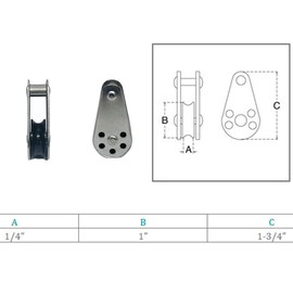 Prolinemax Marine Stainless Steel 1/4" fix Pin Pulley Block Nylon Sheave Wire Rope Pulley