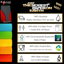 Renova Paper Towel Jumbo Roll Set - 2 Rolls, 2 Ply, 120 Highly Absorbent Sheets - Elevate Your Image with Professional Style and Uniqueness (Blue)