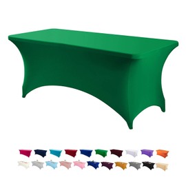 Peomeise 8FT Spandex Table Cover Rectangular Stretch Spandex Tablecloth (Emerald,8FT)