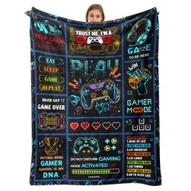 Rajahubri Gaming Throw Blanket Gamer Game Controller Blanket Ultra Soft Flannel Fleece Blankets Lightweight Cozy Fluffy Plush Blanket for Bed Couch Sofa 50" X 60"