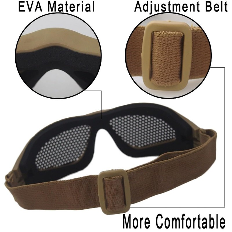 Wokyo Airsoft Mesh Goggles Tactical Safety Goggles Glasses (brown)