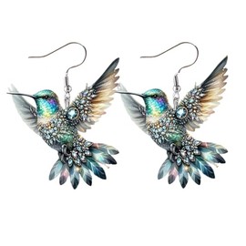 Hummingbird Earrings for Women Colorful Acrylic Animal Bird Drop Dangle Earring Jewelry-H