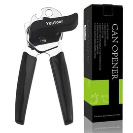 YouToor Multi-Function Stainless Steel Can and Bottle Opener, Handheld, Safe Cut, Manual Jar Opener with ABS Knob, Scratch-Free, Durable, Convenient Kitchen Tool