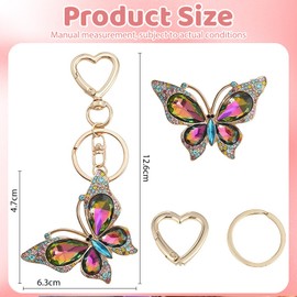 AstraGlam Schlüsselanhänger mit Strass Schmetterling Anhänger, Aesthetic Taschenanhänger und Bag Charms für Damen, Mädchen, Handtasche, Rucksack