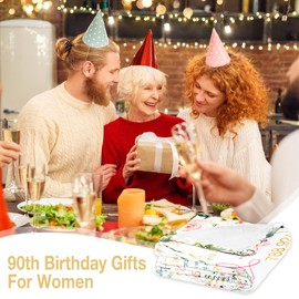 CAPRIFIC 90th Birthday Gifts For Women, 90th Birthday Decorations, Soft Flannel Birthday Blanket, 90th Birthday Gift for Grandma, Her, Wife, Sister, Friend（50 * 60inch）