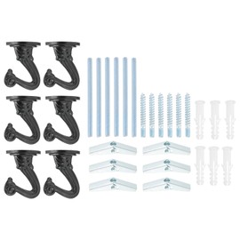 PATIKIL Swag Hooks, 6 Pcs Heavy Duty Ceiling Hooks with Hardware Installation Wall Fixing Ceiling Hangers for Hanging Plants Chandeliers, Black