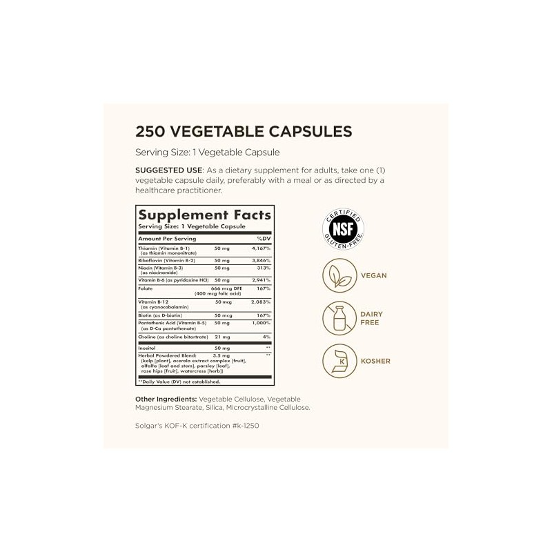 Solgar Vitamin B-Complex 50" - 250 Vegetable Capsules