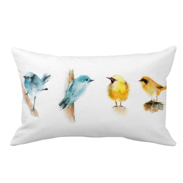 YANGYULU Rustic Forest Wildlife Blue Yellow Birds Sitting on The