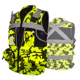 Surveyor Safety Vest for Men with 16 Pockets-Hi Vis Reflective Vest with Padded Neck Fishing Tactical Vest