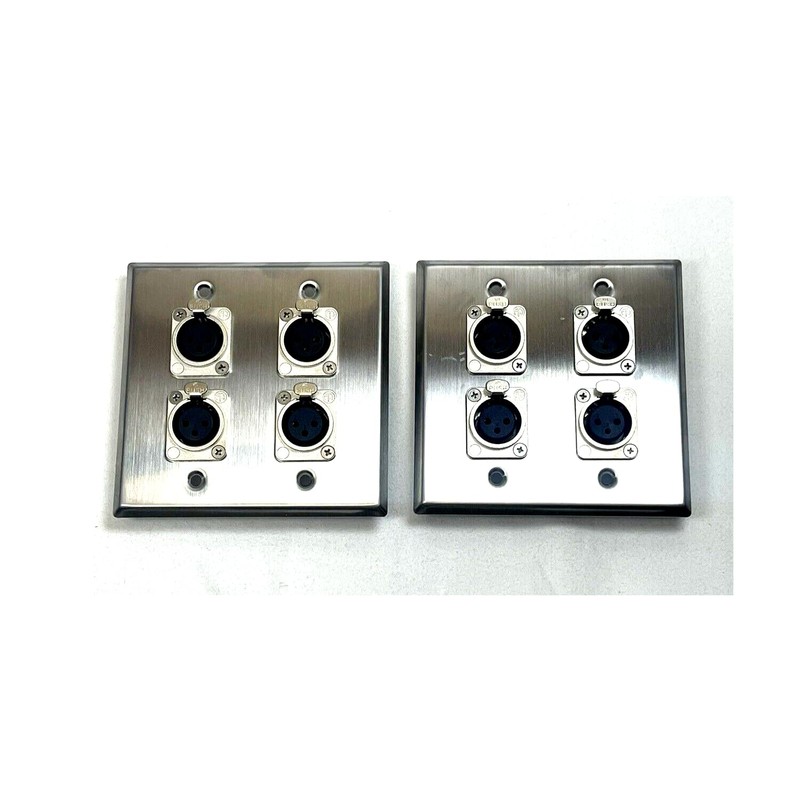 (2) Two Four XLR Double Wall Plates w/Neutrik NC3FD-L-1 Female